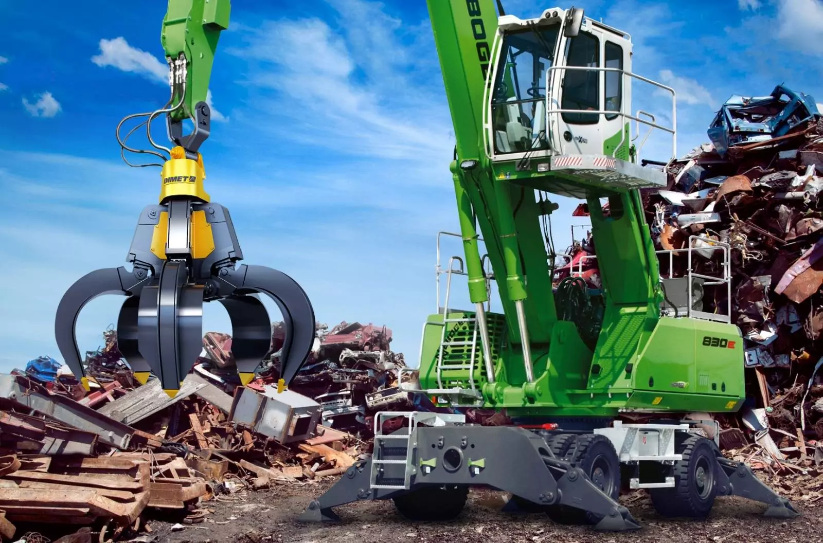 Линейка гидравлических грейферов для перегружателей лома